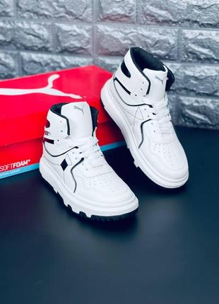 Puma хайтопы женские/ подростковые белые с черными вставками размеры 36-41