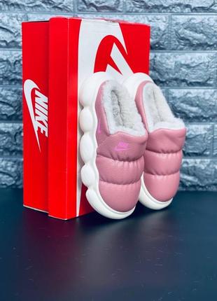 Nike тапки женские / подростковые розовые теплые размеры 35-416 фото