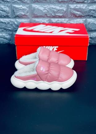 Nike тапки женские / подростковые розовые теплые размеры 35-418 фото