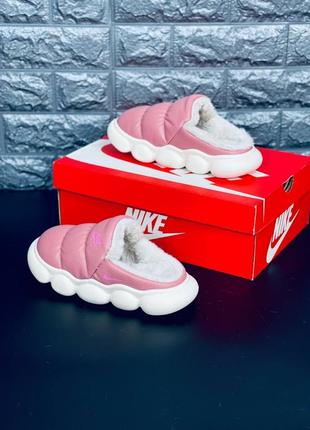 Nike тапки женские / подростковые розовые теплые размеры 35-415 фото