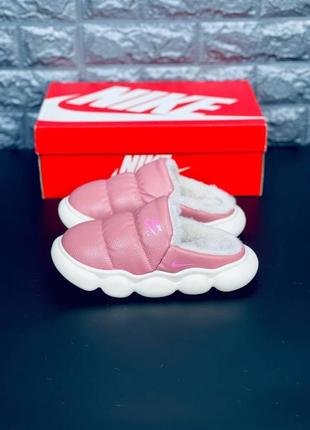 Nike тапки женские / подростковые розовые теплые размеры 35-417 фото