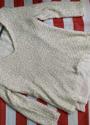 Бомбезний светр туніка асиметричний з паєтками zara6 фото