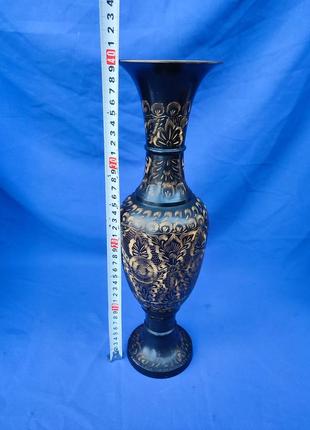 Велика латунна ваза для квітів бронзова індійська індія висота 40 см2 фото