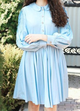 Винтажное голубое платье9 фото