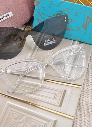 Красивые женские солнцезащитные и имиджевые очки 2 в 1 leke polarized оправа