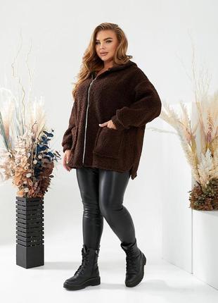 Женская теплая кофта на молнии, реглан с капюшоном, худи большой размер, батал4 фото