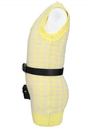 Теплое вязаное платье-жилет для девочки с поясом в комплекте to be too tbt1160 желтое xl (158 см)4 фото