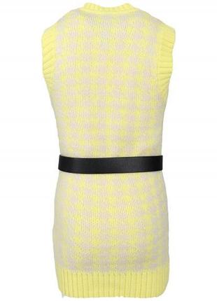 Теплое вязаное платье-жилет для девочки с поясом в комплекте to be too tbt1160 желтое xl (158 см)5 фото
