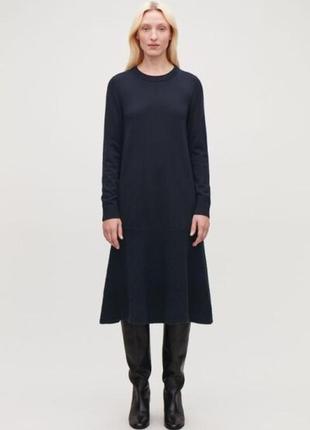 Сукня cos boucle panelled merino dress in blue / м2 фото