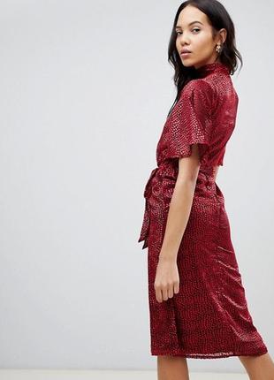 Glamorous плаття міді бордо червоне з чорним в 3-д горошок з розрізами для вагітних № 1174 фото