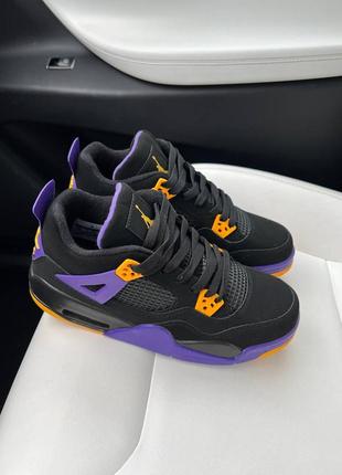 Женские кроссовки nike air jordan 4 retro black blue violet