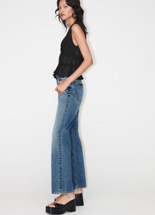 Прямые джинсы zara синие straight fit high waist 34 xs5 фото