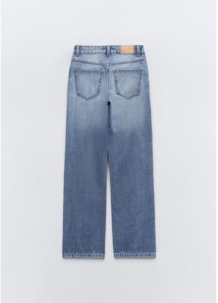 Прямые джинсы zara синие straight fit high waist 34 xs2 фото