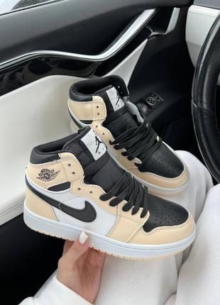 Чоловічі кросівки nike air jordan 1 retro beige black