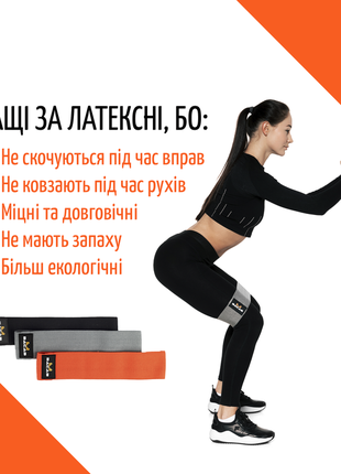 Набір нековзаючих фітнес резинок bacab 3шт з програмою тренувань та мішечком4 фото