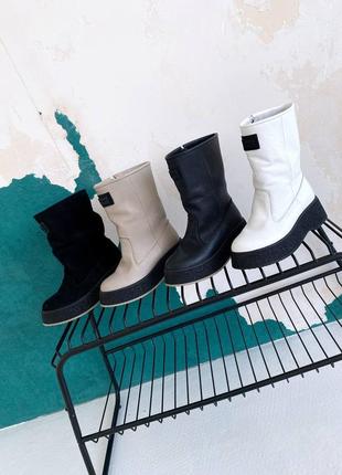 Натуральные кожаные и замшевые демисезонные и зимние ботинки - сапоги на повышенной подошве