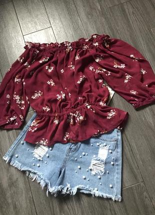 Шикарна шифонова блуза в квіти1 фото