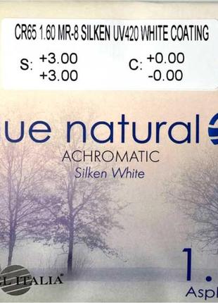 Лінзи для окулярів divel italia as 1,61 silken white blue natural