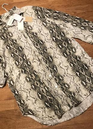 Удлиненная льняная блузка/ рубашка ( пог 62 см ), италия 🇮🇹