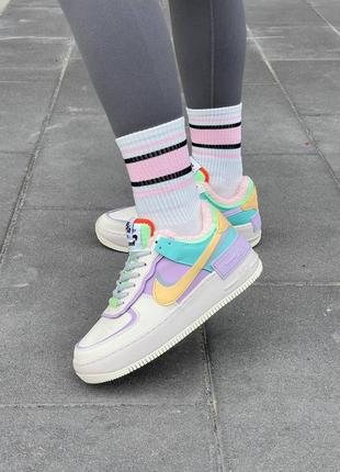Кросівки жіночі nike air force 1 shadow pale ivory fur ❄️
