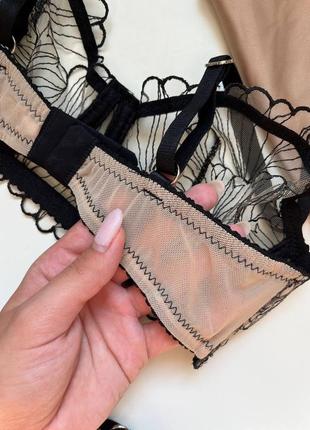 Звабливий комплект трусики ліф набір жіночий стринги бюстральтер прозорий з мереживом...