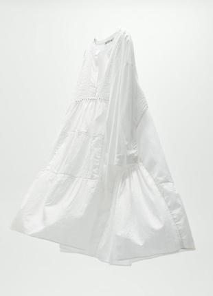Легка бавовняна сукня zara оверсайз із вишивкою прошва рішельє мереживо