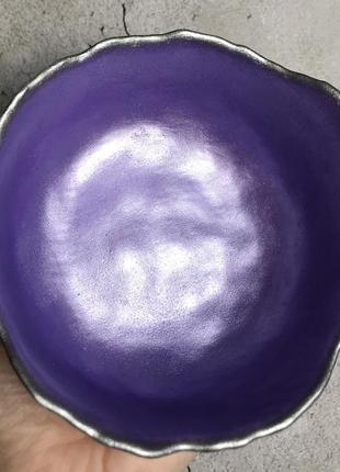 Декоративна тарілка сріблясто-фіолетова2 фото