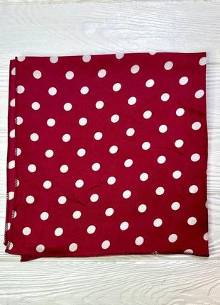 Красивый женский платок аксессуар материал атлас цвет красный принт горох3 фото
