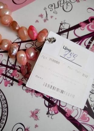 Колье, ожерелье с натуральным розовым жемчугом барокко4 фото