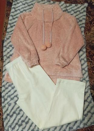 Жіноча тепла комбінована піжама великого розміру