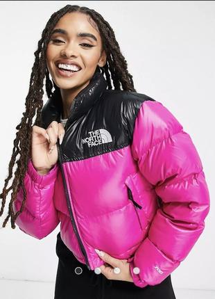 The north face nuptse cropped укорочений пуховик куртка коротка