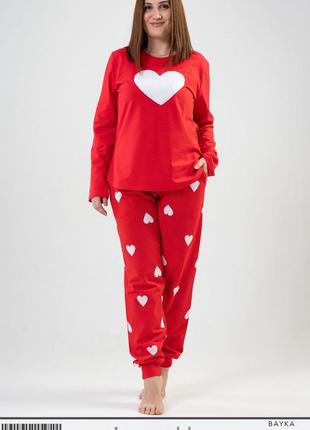Теплая женская пижама vienetta турция байка большие размеры хл-4хл