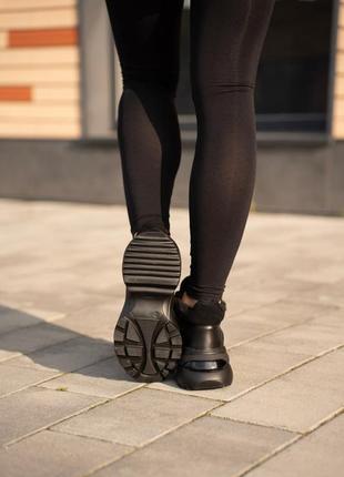 Кроссовки женские кожаные на платформе деми и зимние, черные7 фото
