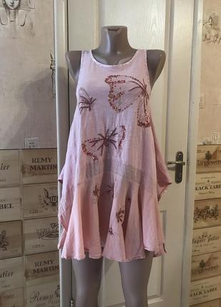 Сукня блуза вільний пудра