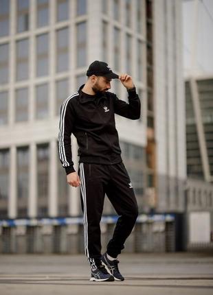 Костюм черный двунитка adidas кофта на застежке и брюки3 фото