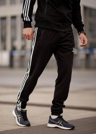 Костюм черный двунитка adidas кофта на застежке и брюки2 фото