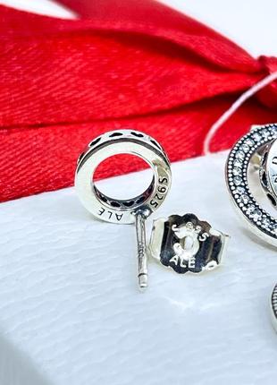 Срібні сережки пандора 297446cz сережки з логотипом трансформери круглі з камінням камінчиками срібло проба 925 нові з биркою pandora5 фото