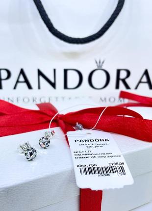 Срібні сережки пандора 298311cz сережки корона з короною з каменем прозорим срібло проба 925 нові з биркою pandora1 фото