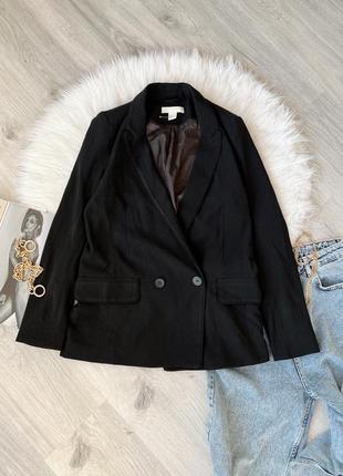 Черный базовый оверсайз пиджака h&amp;m