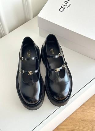 Кожаные лоферы люкс в стиле celine