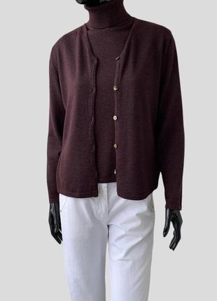 Вовняний шовковий комплект hessnatur светр із високим коміром водолазка/ гольф кардиган вовна шовк