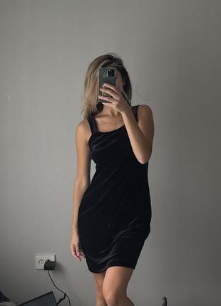 Платье черное бархат бархат1 фото