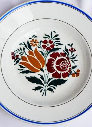 Антикварная тарелка,миска,цветы! буковина,1920-40!1 фото