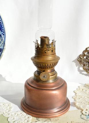 Розкішна колекційна гасова лампа з підставою ручного розпису в техніці майоліка.1 фото
