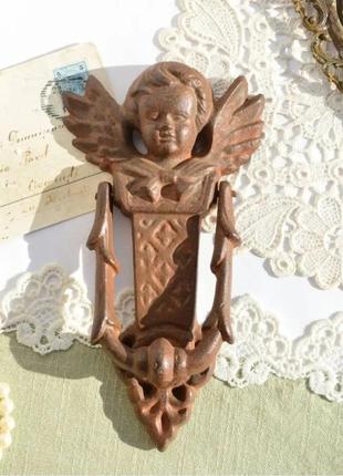 Дверной кнокер, молоток на дверь дачи особняка, ангел! стуколка. чугун. германия.