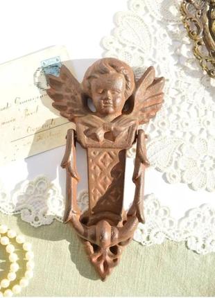Дверной кнокер, молоток на дверь дачи особняка, ангел! стуколка. чугун. германия.