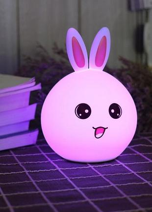 Детский ночник rabbit silicone lamp, led лампа, светильник силиконовый