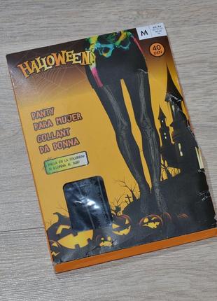 Колготки halloween s. m. l. светятся 40 den капроновые колготы кости скелет карнавальный костюм хэллоуин хеллоуин хелловин хэлловин lidl esmara4 фото