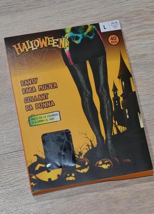 Колготки halloween s. m. l. светятся 40 den капроновые колготы кости скелет карнавальный костюм хэллоуин хеллоуин хелловин хэлловин lidl esmara5 фото