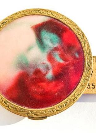 Старинная пудреница,зеркальце! латунь!